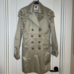 KUT from the Kloth Women's Tan Trench Coat Size Large Ivory Tan Buttons Fitted